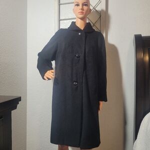 Vintage New Orleans Shop Women's 100% Cashmere Black Trench Coat NO Size Tag